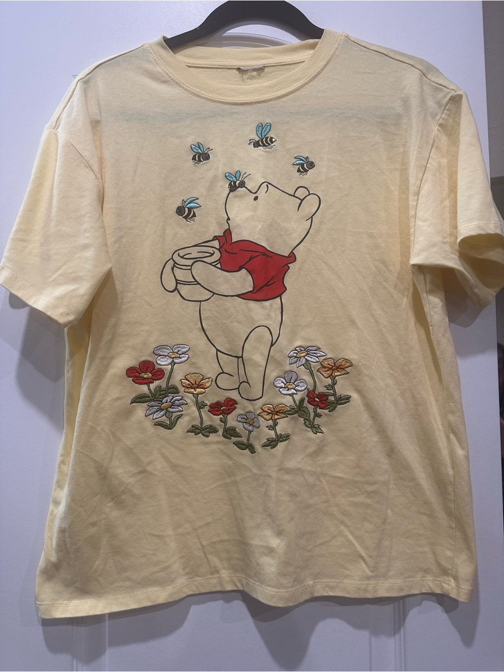Winnie the Pooh Graphic Tee - yellow with Red & Multicolor Flowers